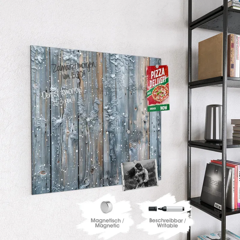 Magnettafel - Winterliche Holzlatten