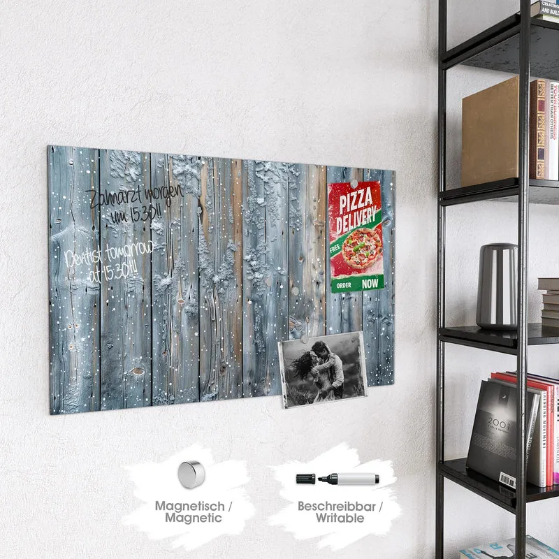 Magnettafel - Winterliche Holzlatten
