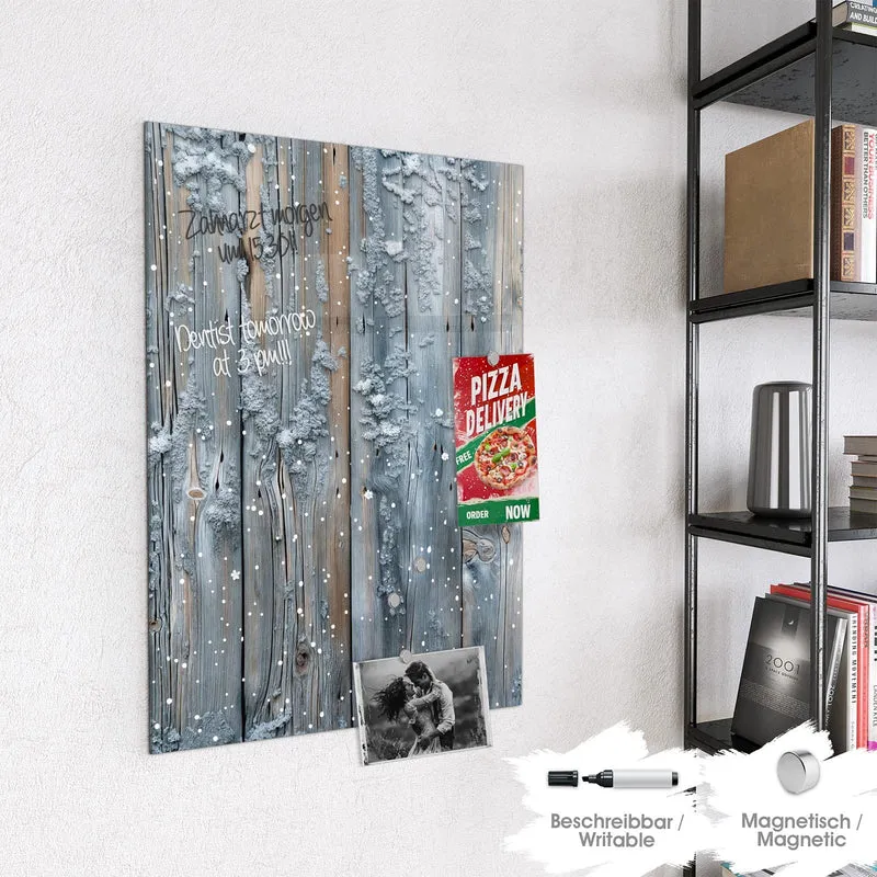 Magnettafel - Winterliche Holzlatten
