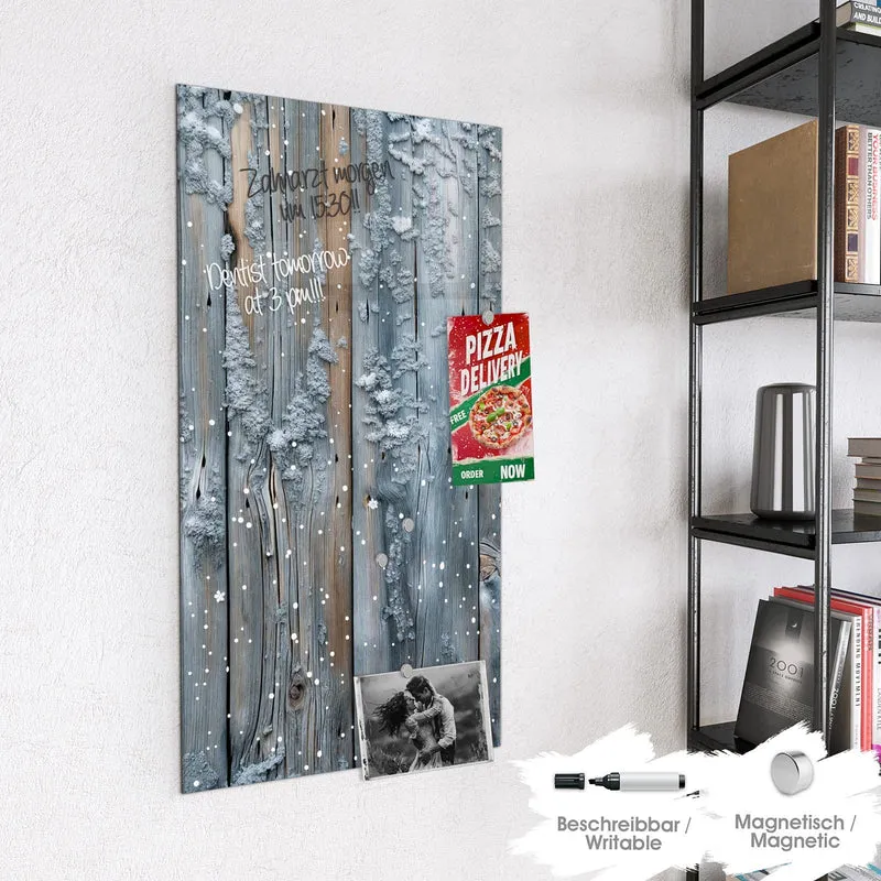Magnettafel - Winterliche Holzlatten