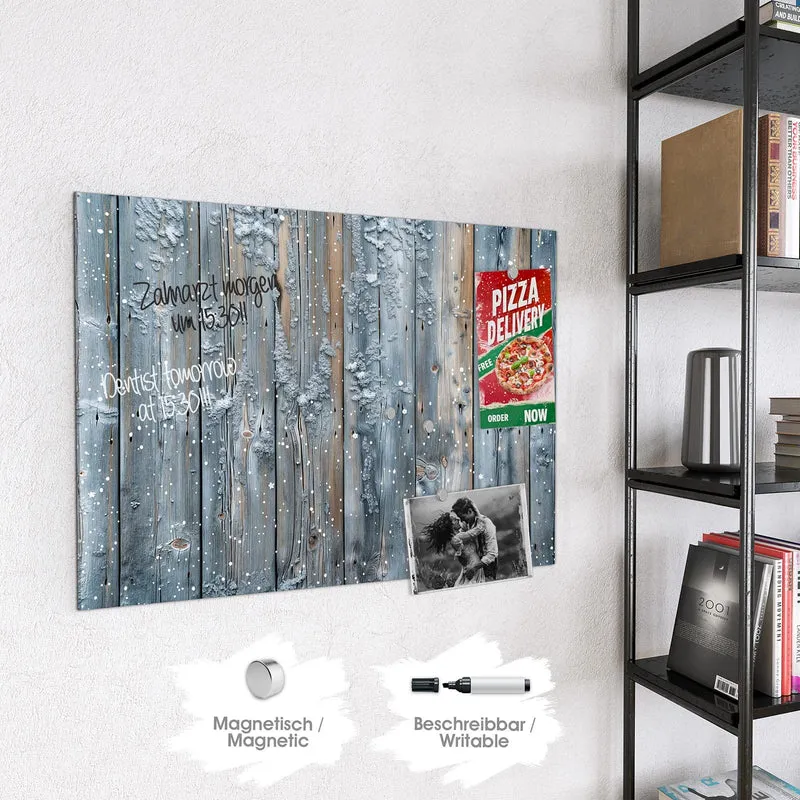 Magnettafel - Winterliche Holzlatten