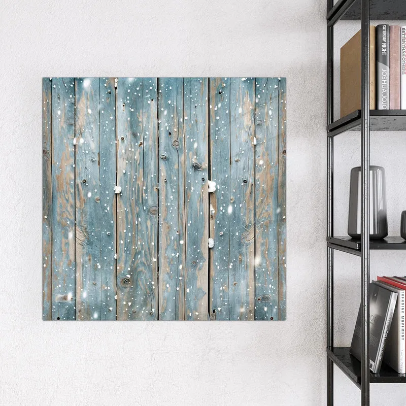 Magnettafel - Schneeflocken auf Holz