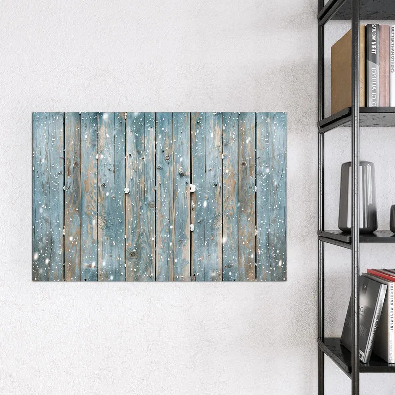 Magnettafel - Schneeflocken auf Holz