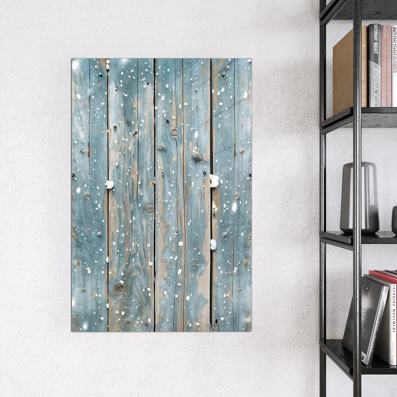 Magnettafel - Schneeflocken auf Holz