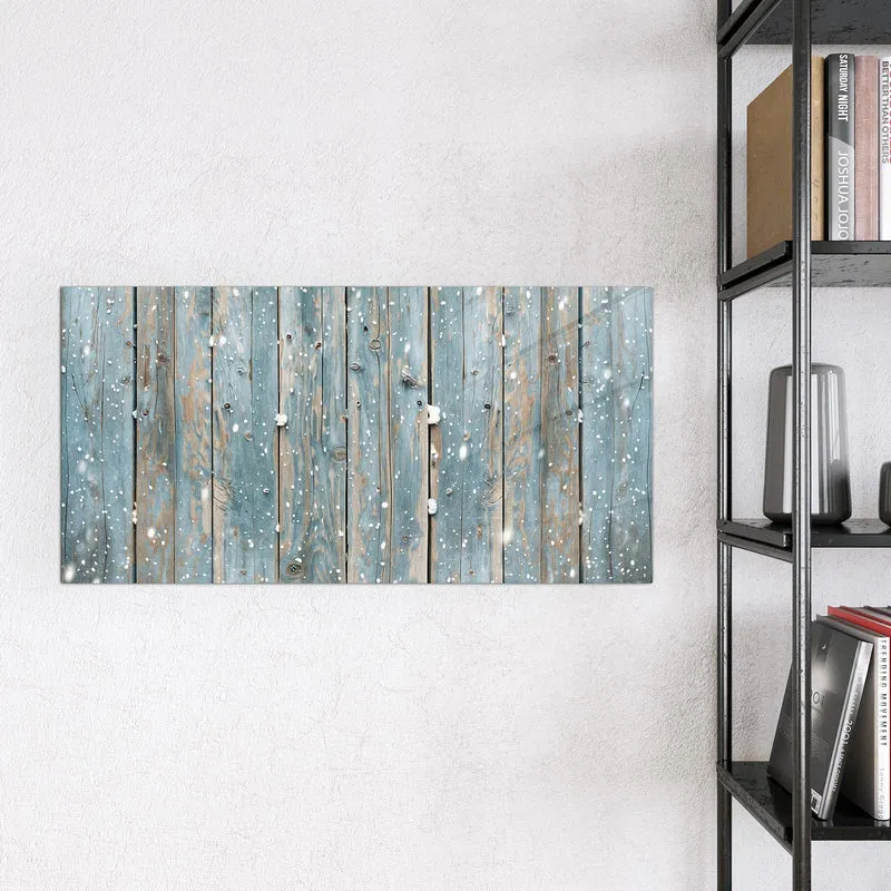 Magnettafel - Schneeflocken auf Holz
