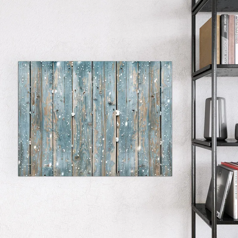 Magnettafel - Schneeflocken auf Holz