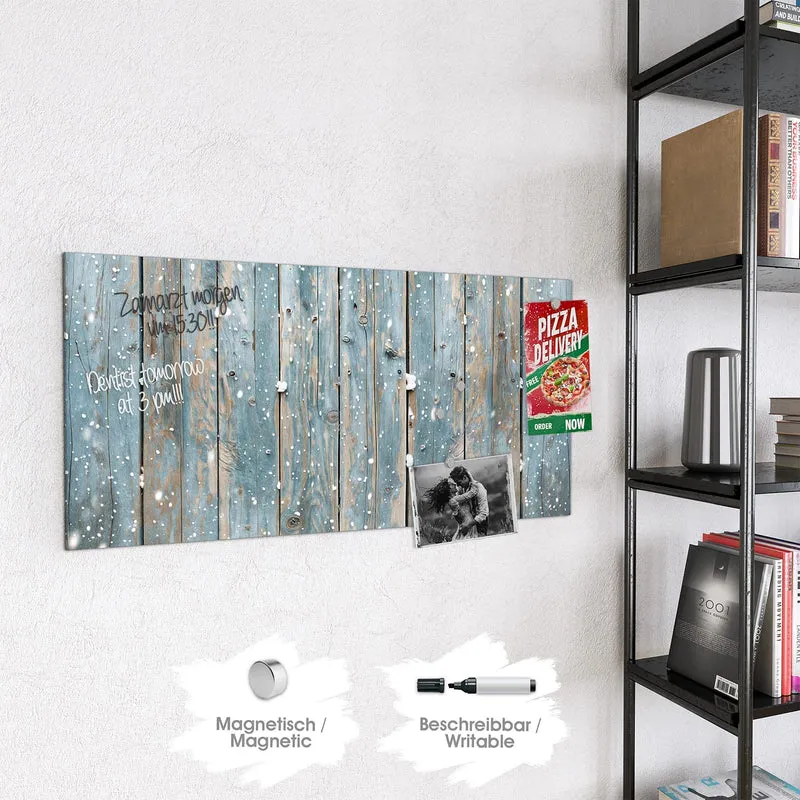 Magnettafel - Schneeflocken auf Holz