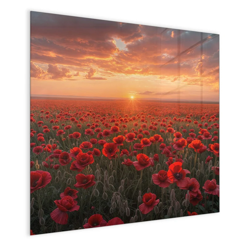 Magnettafel - Mohnfeld im Abendrot