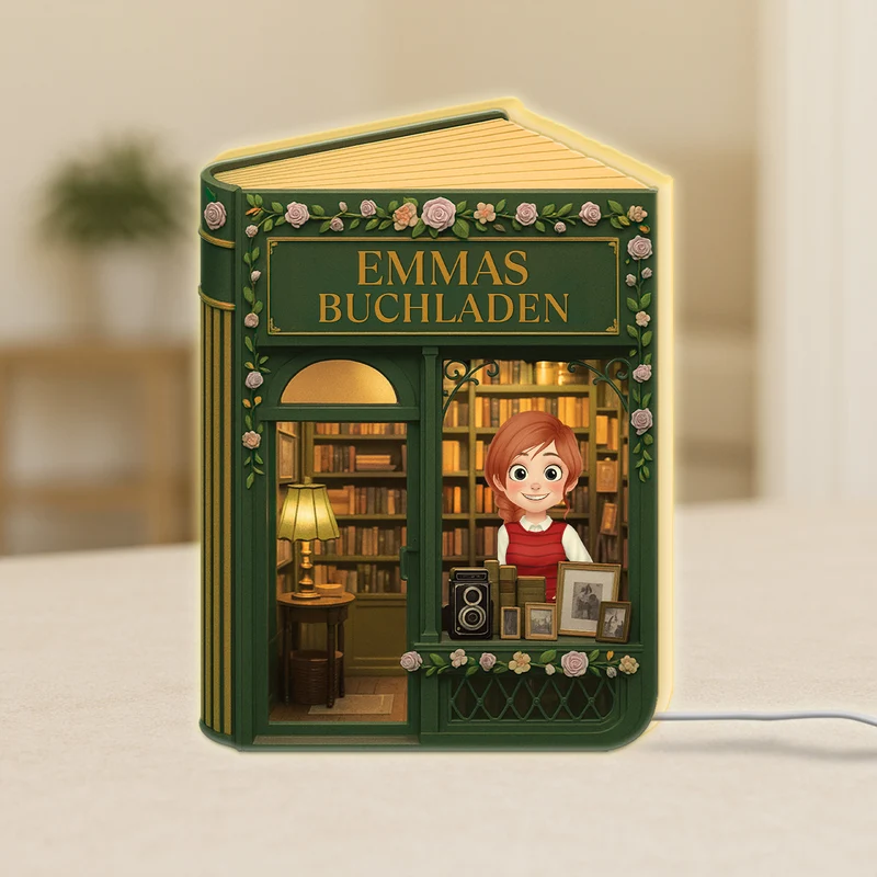 [3D-Optik] Buchladen - Personalisierte Geschenke Für Leseratten Frauen & Männer | Lightbox