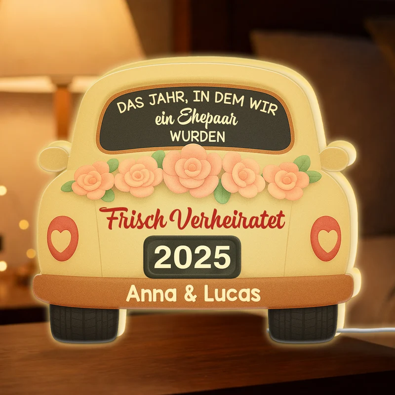 [3D-Optik] Das Jahr In Dem Wir Ein Ehepaar Wurden - Personalisierte Hochzeitsgeschenke | Lightbox Paar