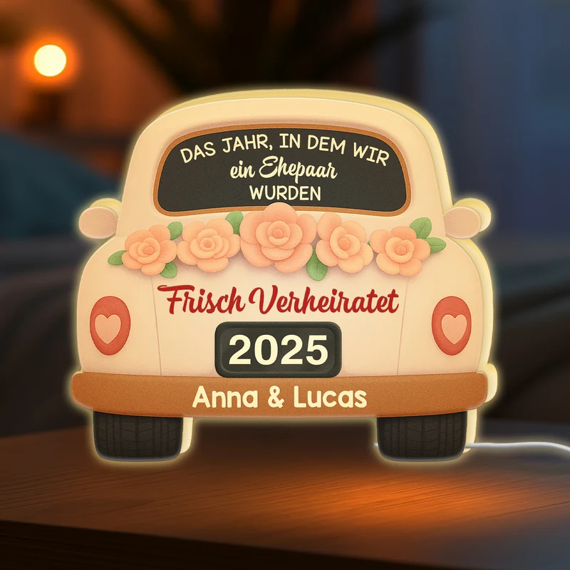[3D-Optik] Das Jahr In Dem Wir Ein Ehepaar Wurden - Personalisierte Hochzeitsgeschenke | Lightbox Paar