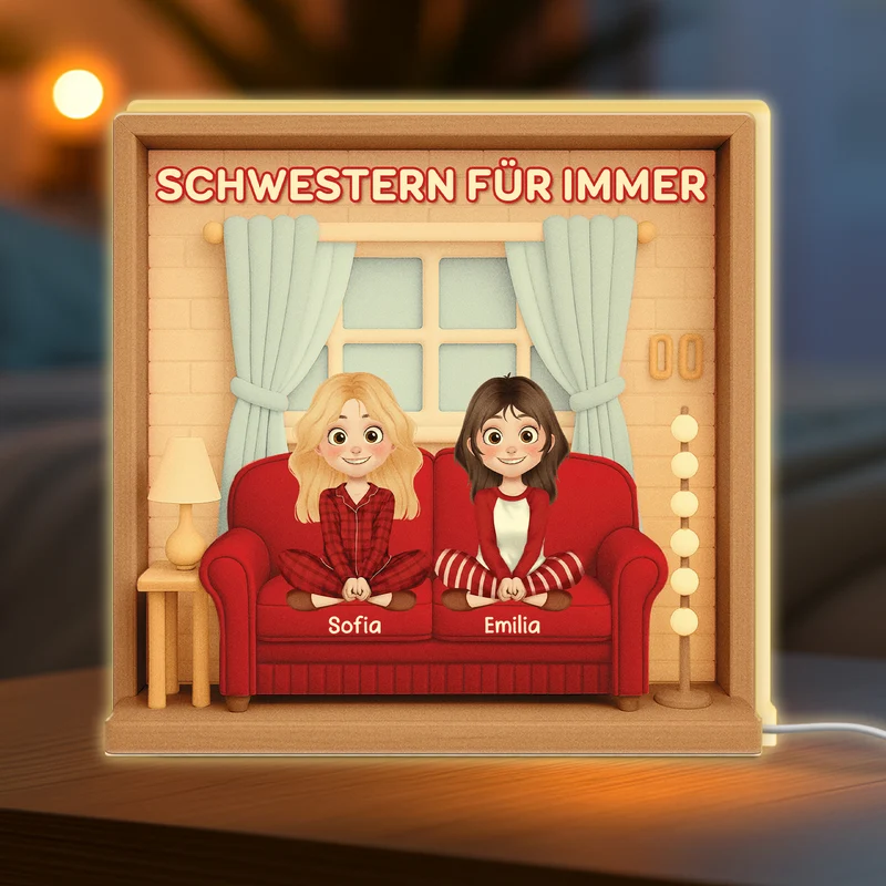 [3D-Optik] Besties Für Immer - Personalisiertes Geschenk | Lightbox Beste Freunde/Schwestern