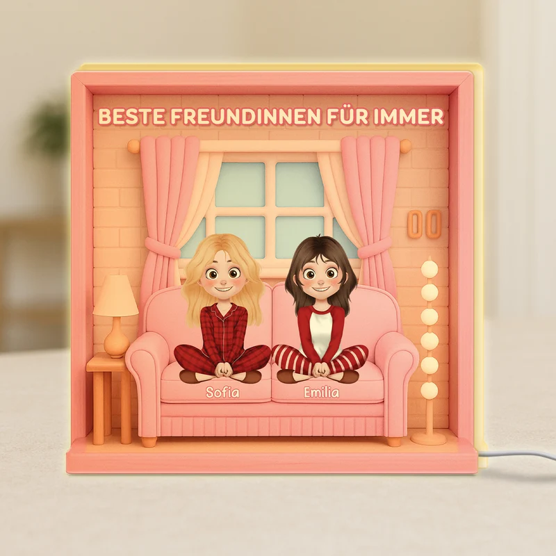 [3D-Optik] Besties Für Immer - Personalisiertes Geschenk | Lightbox Beste Freunde/Schwestern