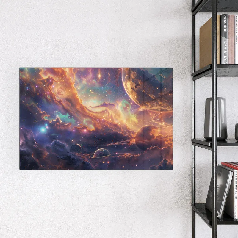 Magnettafel - Ringplaneten in Gold