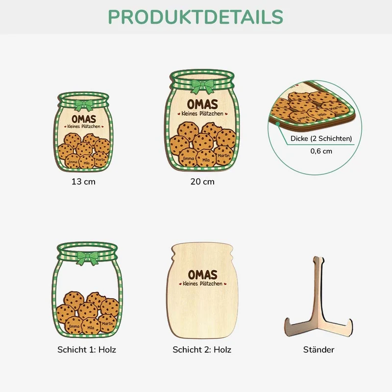 Omas Kleine Plätzchen - Personalisiertes Geschenk | Holzaufsteller Oma/Mama