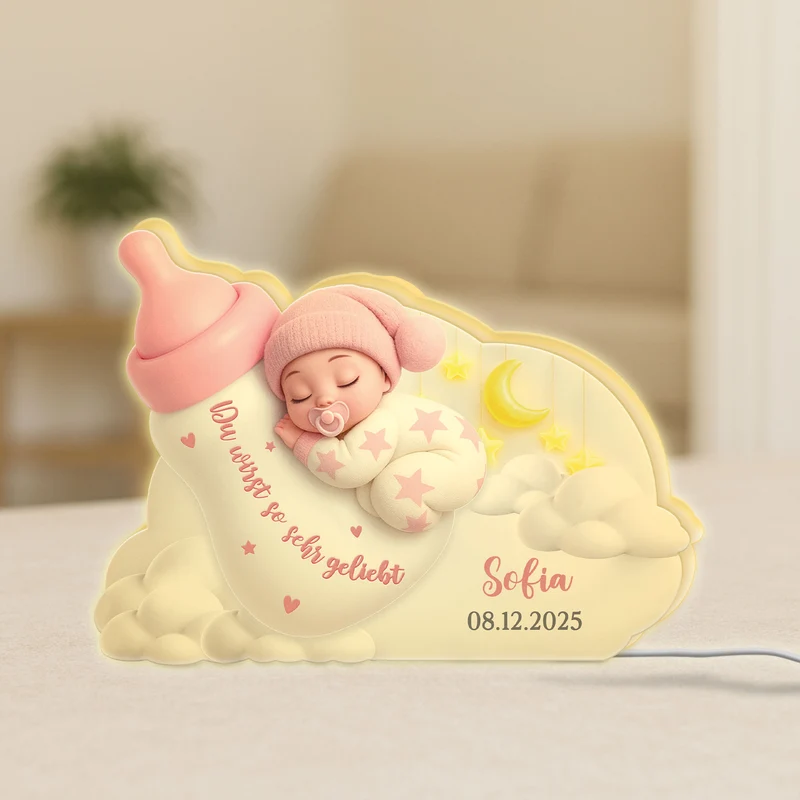 [3D-Optik] Du Bist So Sehr Geliebt - Personalisierte Lightbox Mama/Baby