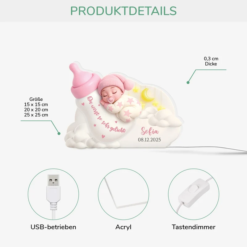 [3D-Optik] Du Bist So Sehr Geliebt - Personalisierte Lightbox Mama/Baby