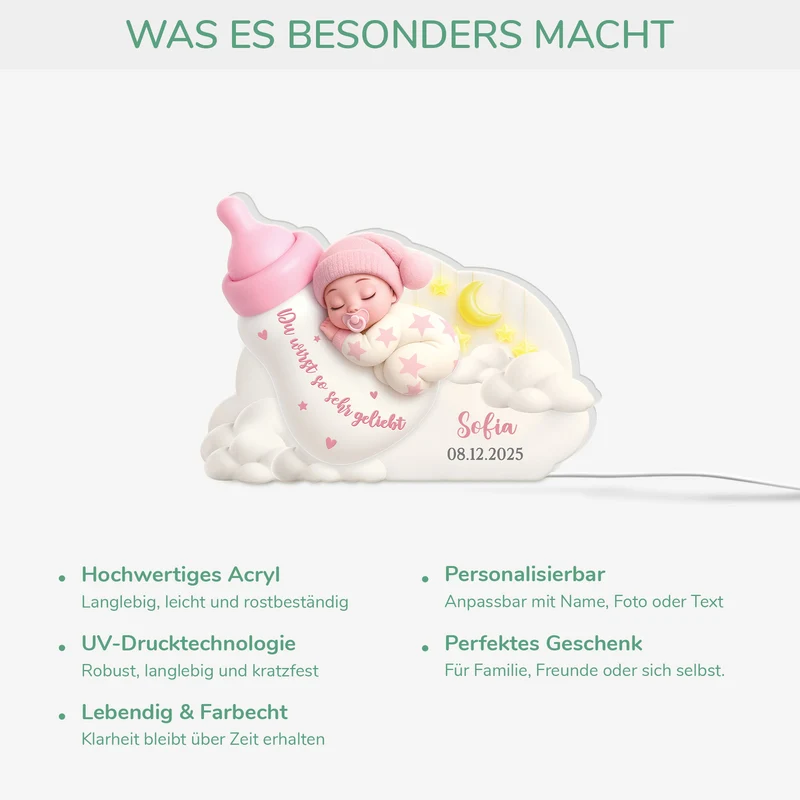 [3D-Optik] Du Bist So Sehr Geliebt - Personalisierte Lightbox Mama/Baby