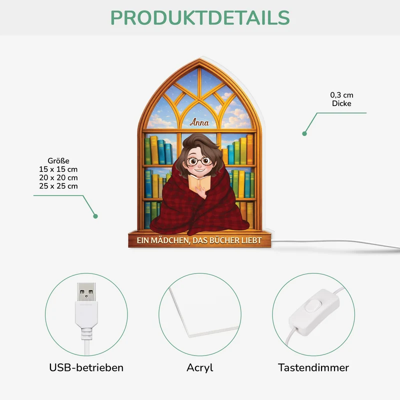 Einfach Ein Mädchen Das Bücher Liebt - Personalisierte Geschenke Für Leseratten Frauen & Männer | Lightbox
