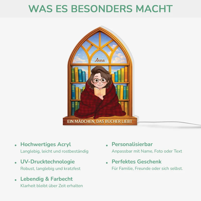 Einfach Ein Mädchen Das Bücher Liebt - Personalisierte Geschenke Für Leseratten Frauen & Männer | Lightbox