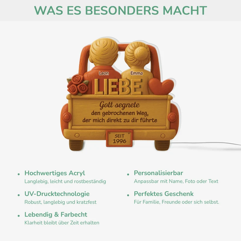 Gott Segnete Den Steinigen Weg Der Mich Direkt Zu Dir Führte - Personalisierte Paar Geschenke | Lightbox