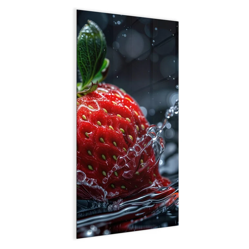 Magnettafel - Erdbeere auf Schwarz