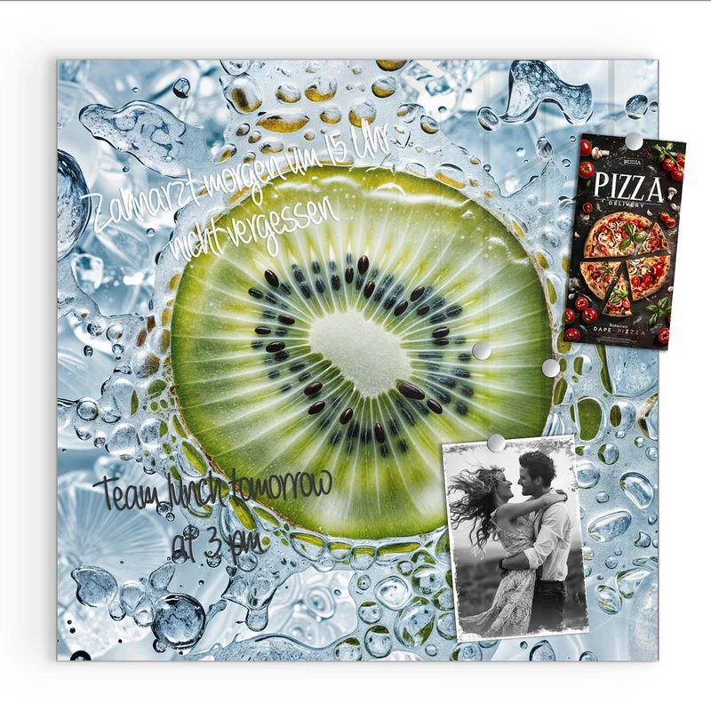 Magnettafel - Kiwi in Wasserblasen