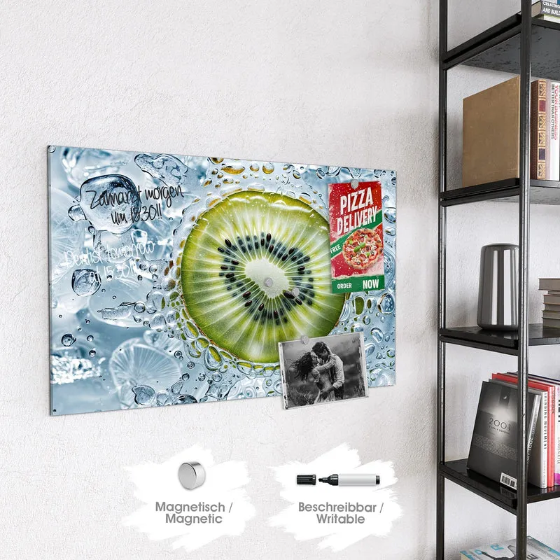 Magnettafel - Kiwi in Wasserblasen