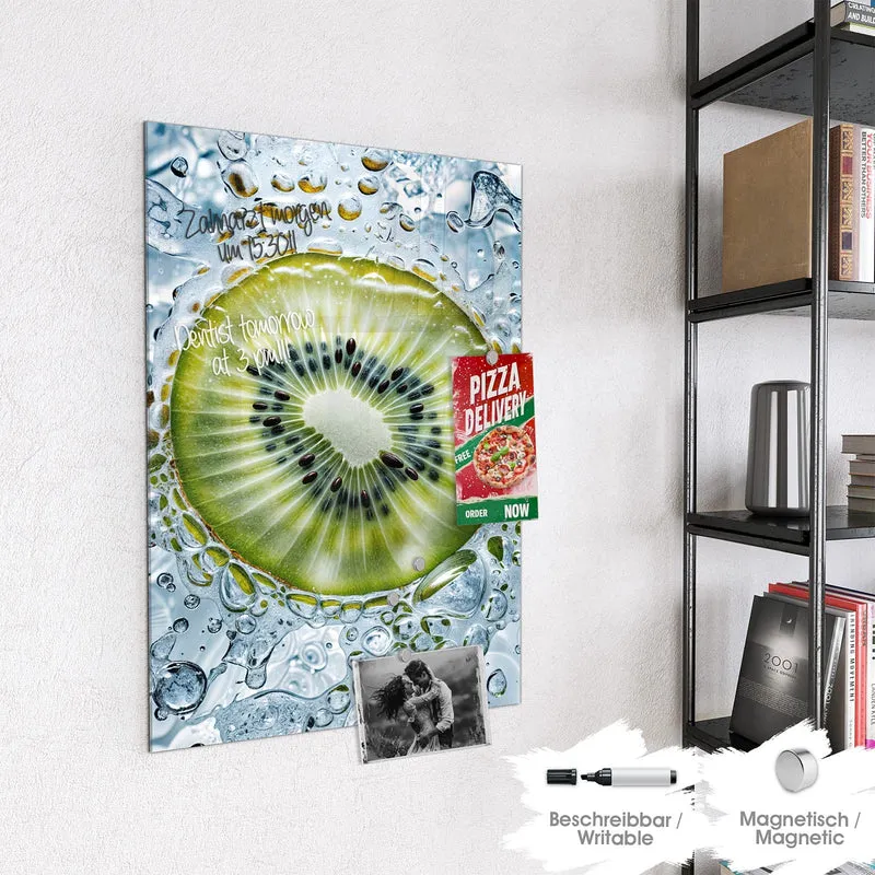 Magnettafel - Kiwi in Wasserblasen