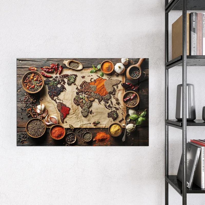 Magnettafel - Weltkarte aus Gewürzen