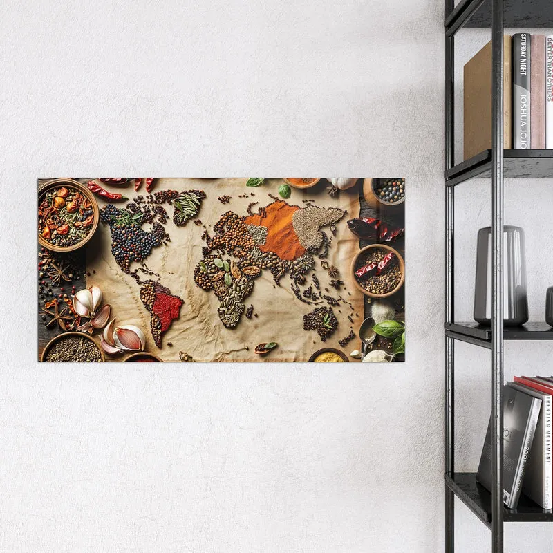 Magnettafel - Weltkarte aus Gewürzen