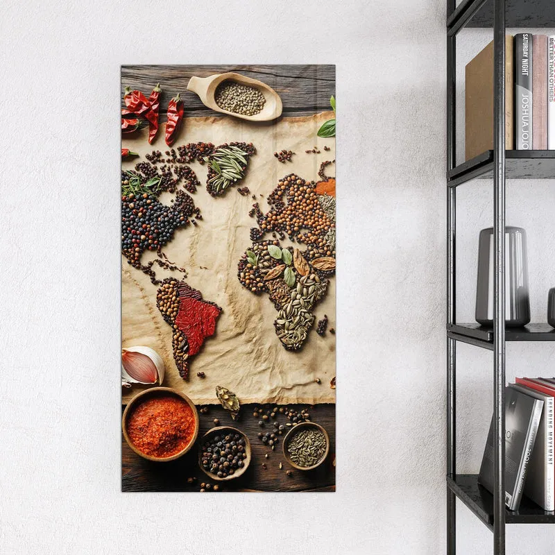 Magnettafel - Weltkarte aus Gewürzen