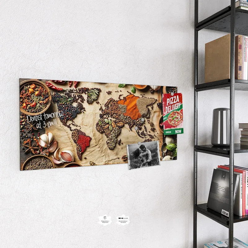 Magnettafel - Weltkarte aus Gewürzen