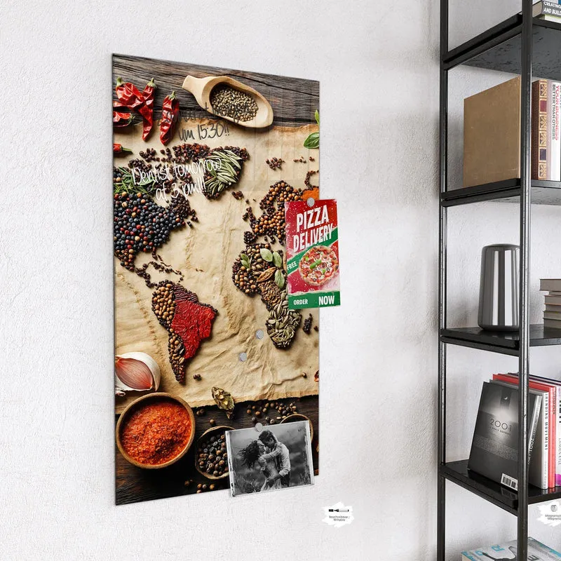 Magnettafel - Weltkarte aus Gewürzen