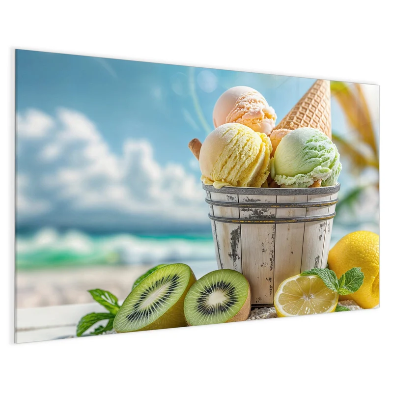 Magnettafel - Eiskugeln im Holzeimer