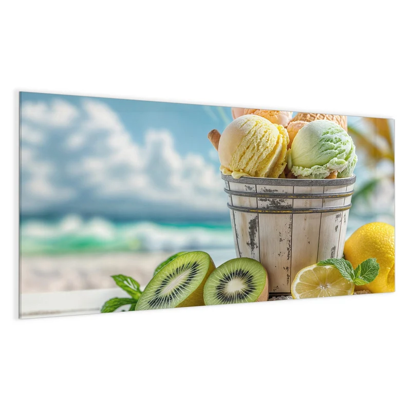Magnettafel - Eiskugeln im Holzeimer