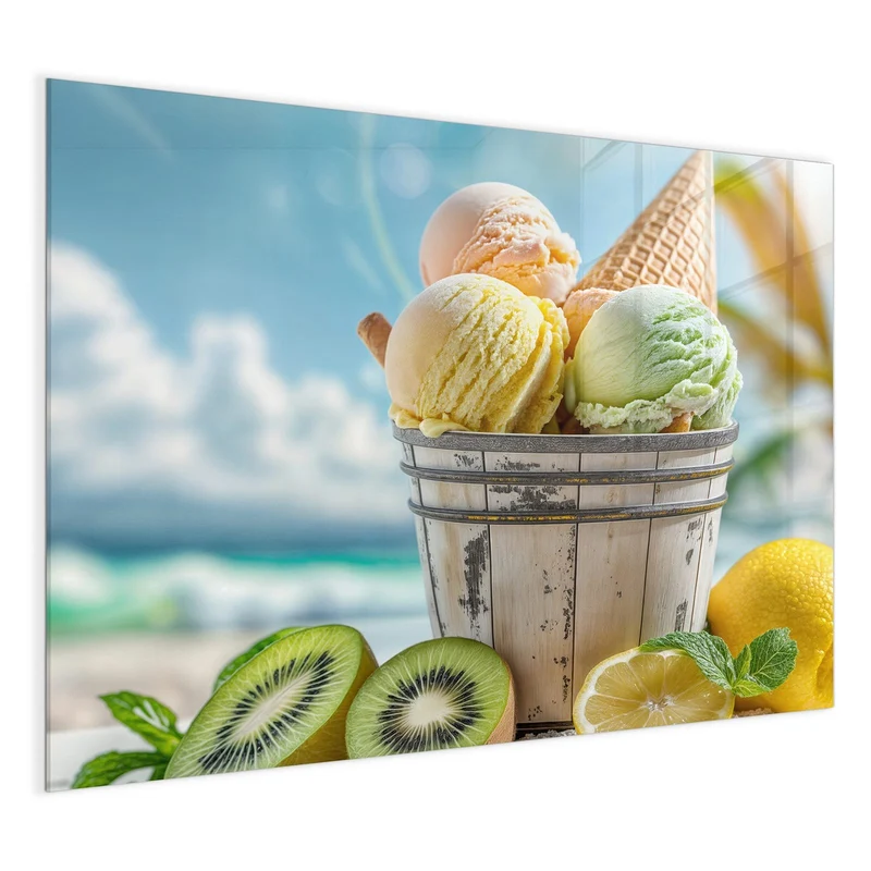 Magnettafel - Eiskugeln im Holzeimer