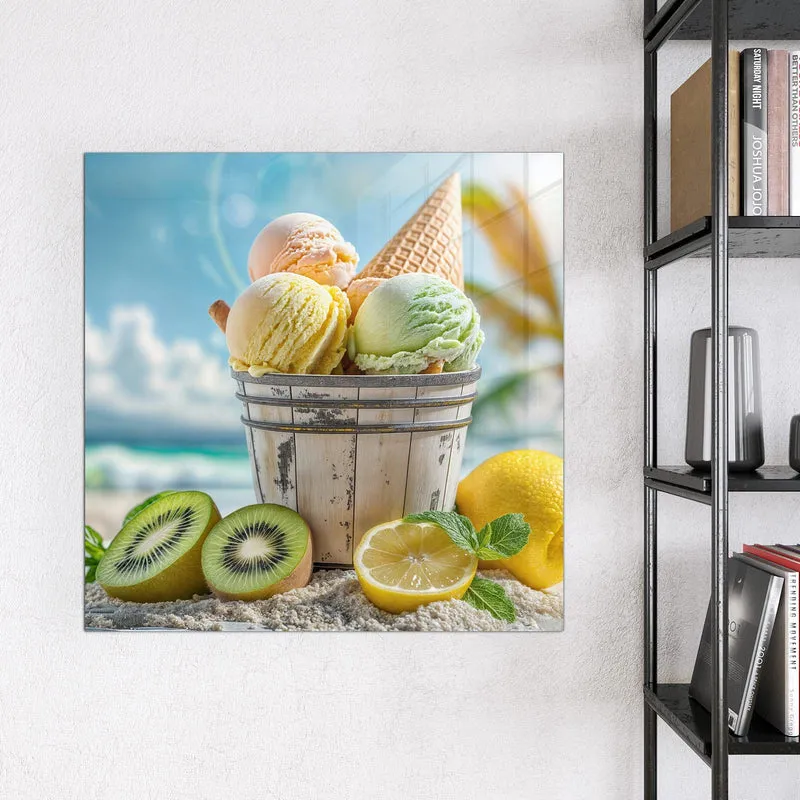 Magnettafel - Eiskugeln im Holzeimer
