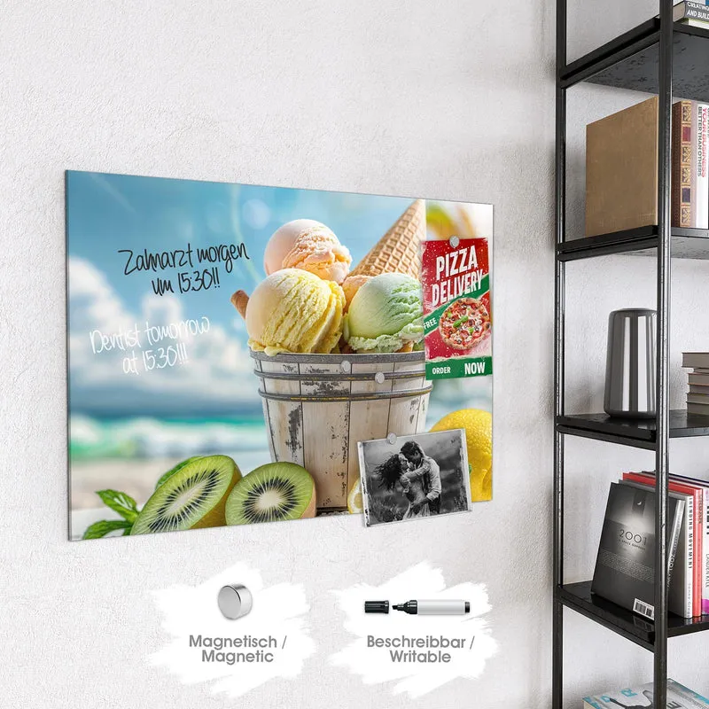 Magnettafel - Eiskugeln im Holzeimer