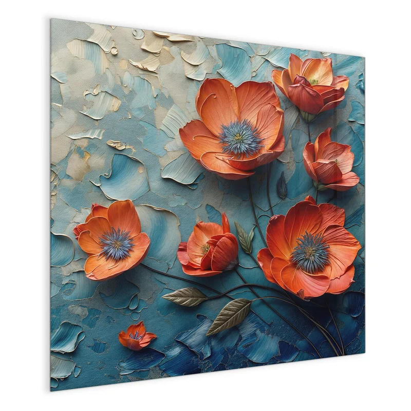 Magnettafel - Oranger Mohn auf Blau