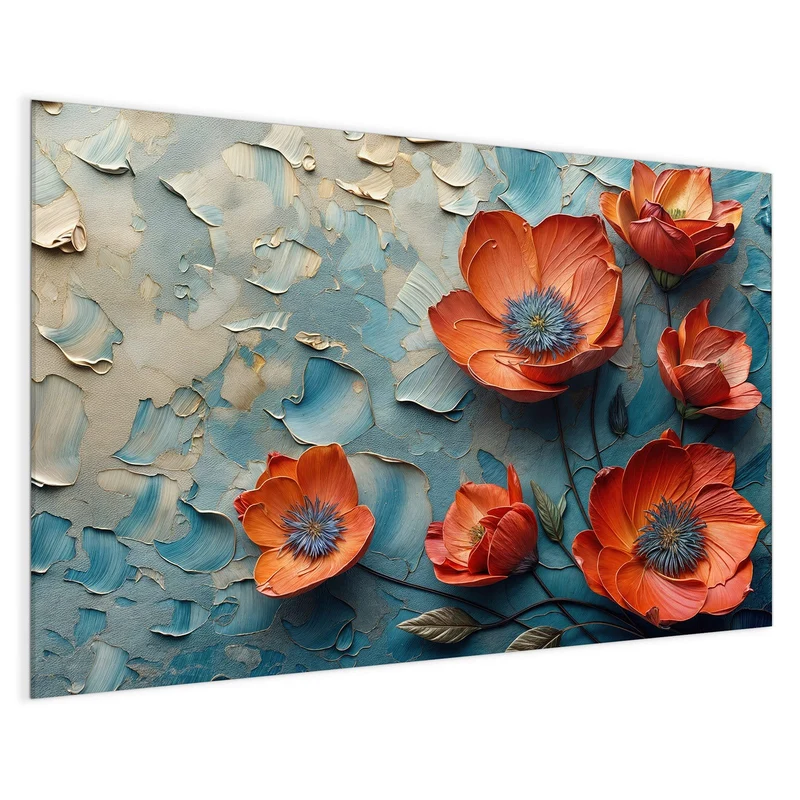 Magnettafel - Oranger Mohn auf Blau