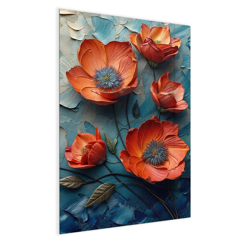 Magnettafel - Oranger Mohn auf Blau