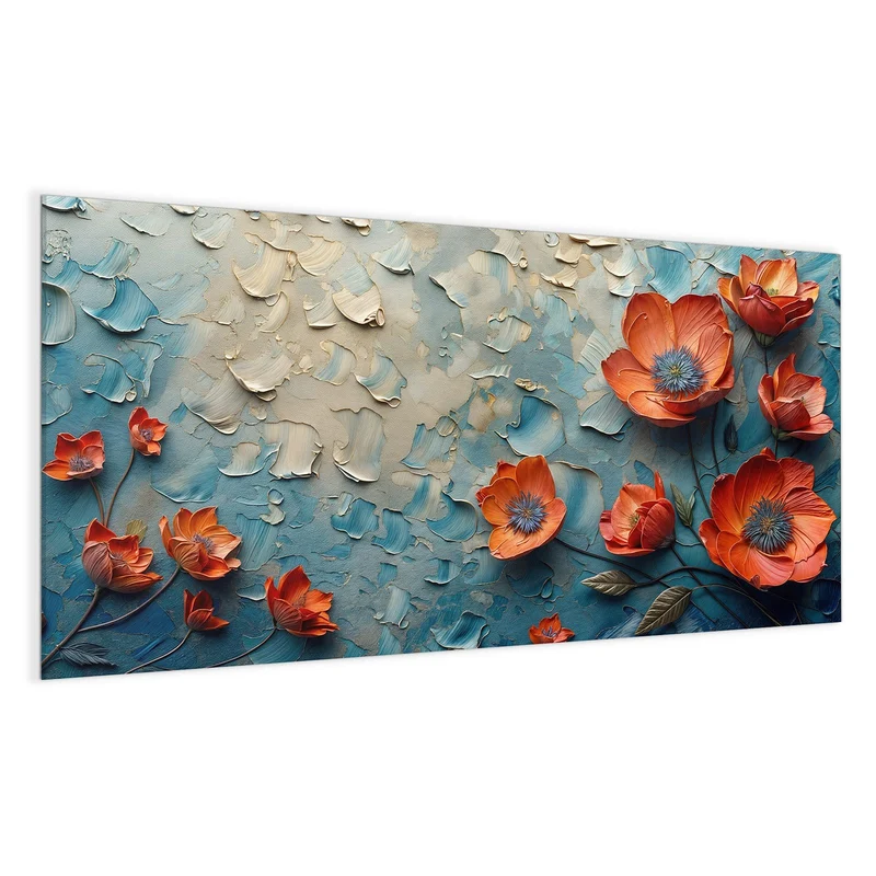 Magnettafel - Oranger Mohn auf Blau