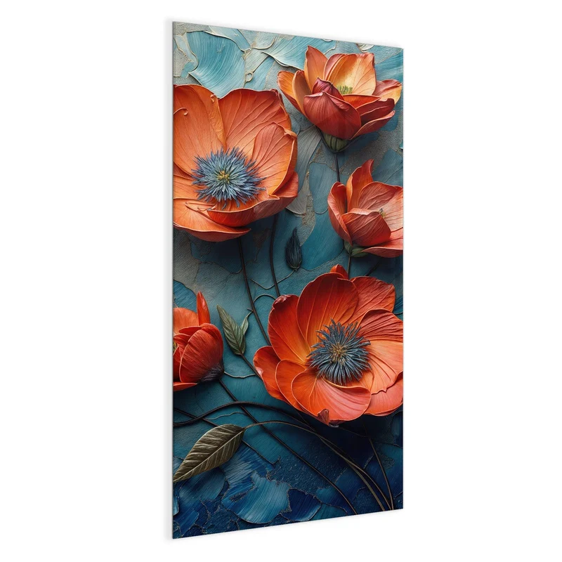 Magnettafel - Oranger Mohn auf Blau