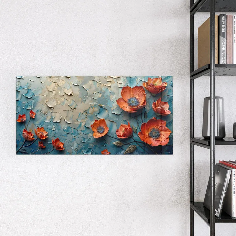 Magnettafel - Oranger Mohn auf Blau