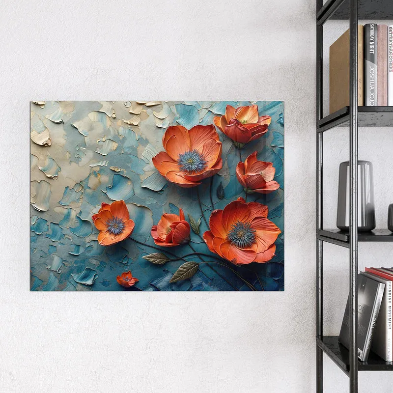 Magnettafel - Oranger Mohn auf Blau