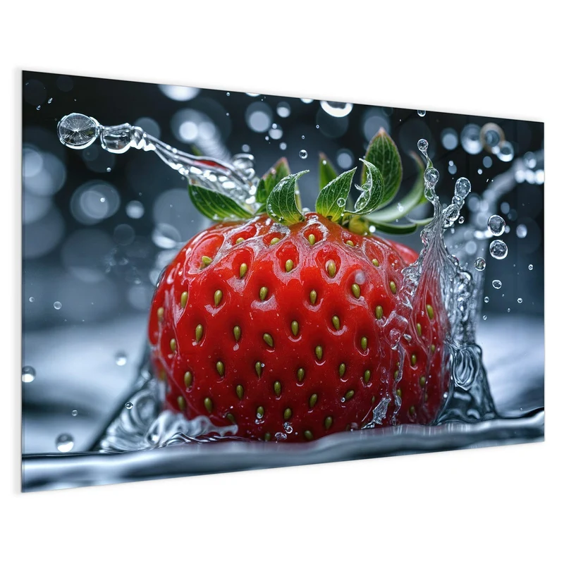 Magnettafel - Erdbeere im Spritzwasser