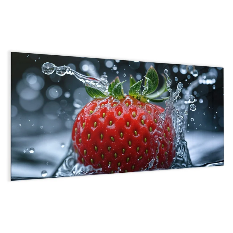 Magnettafel - Erdbeere im Spritzwasser
