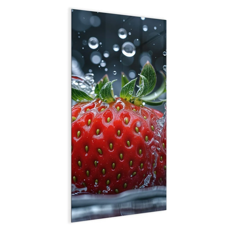 Magnettafel - Erdbeere im Spritzwasser