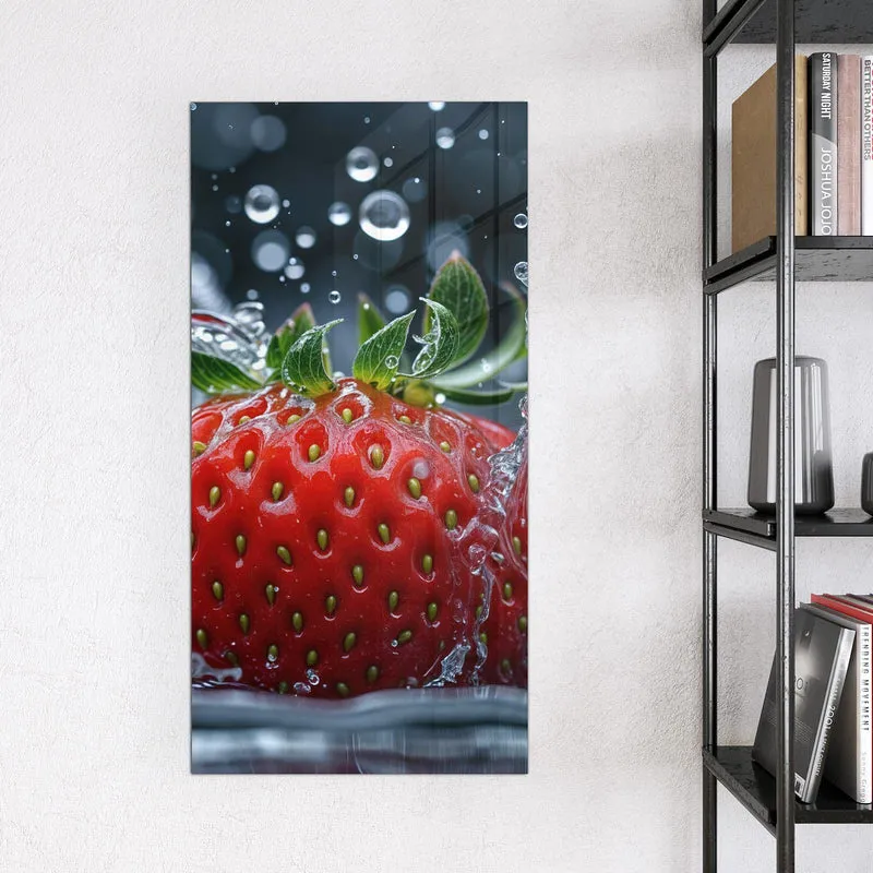 Magnettafel - Erdbeere im Spritzwasser